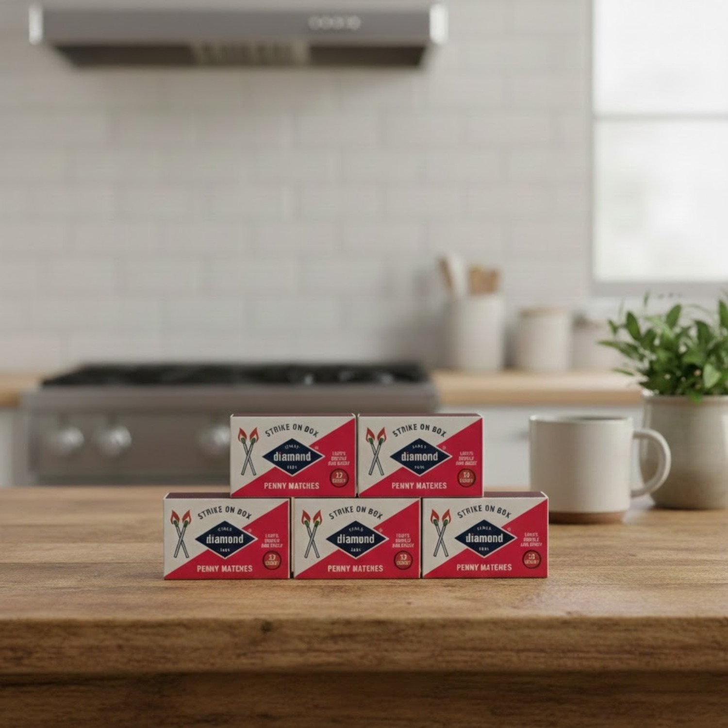 Home Cooking On - 5 Pcs Diamond Strike-on-Box Kitchen Matches,