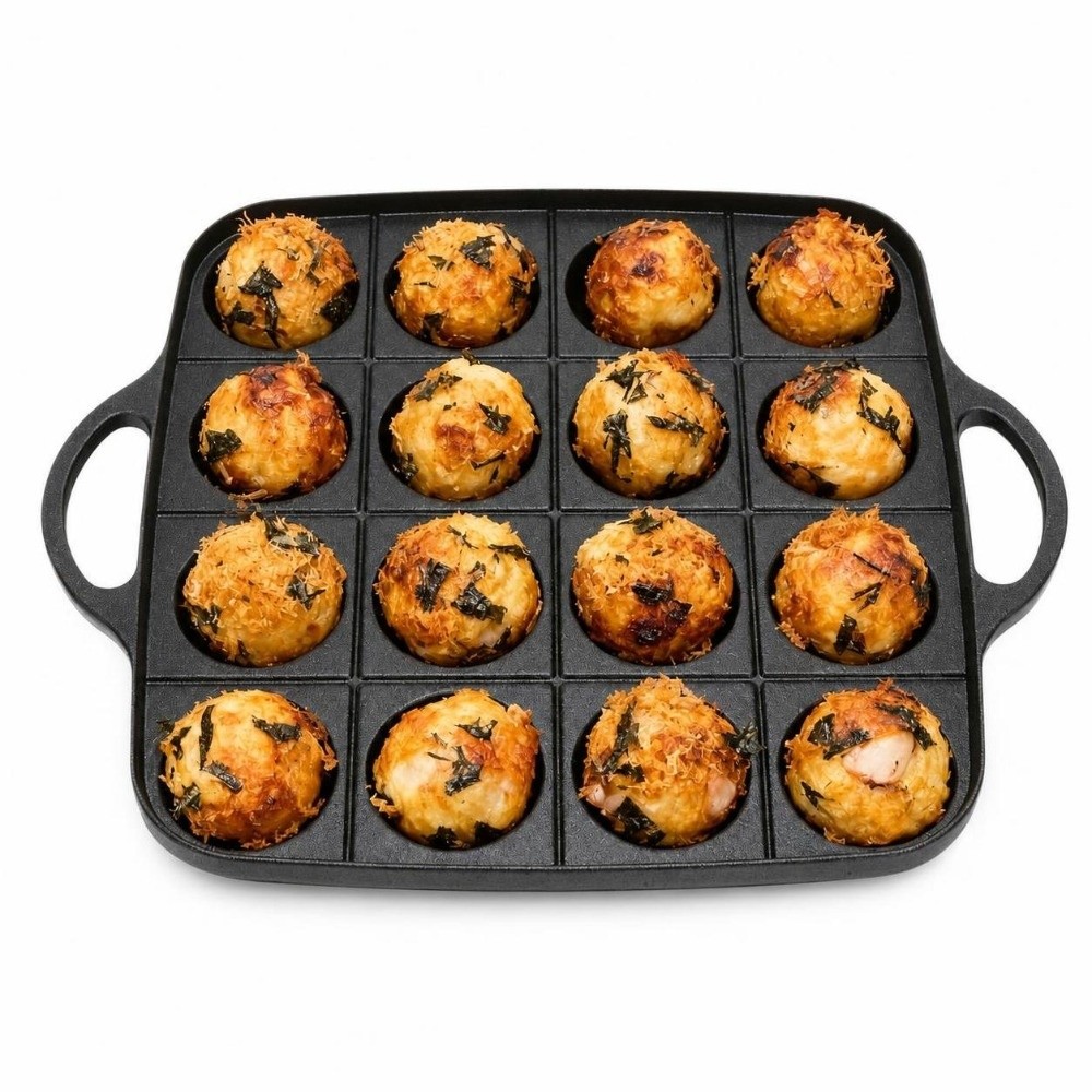 Takoyaki Pan Cast - Durable Black Takoyaki Pan Nonstick Cast