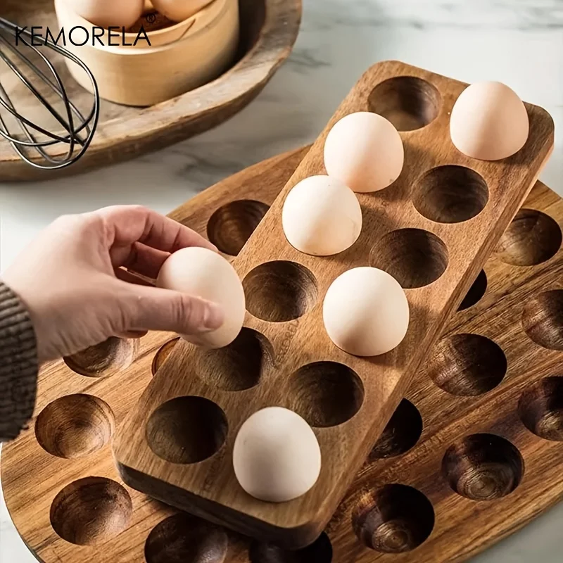 Home Cooking Recipes - KEMORELA 1PCS Modern Wooden Egg Storage