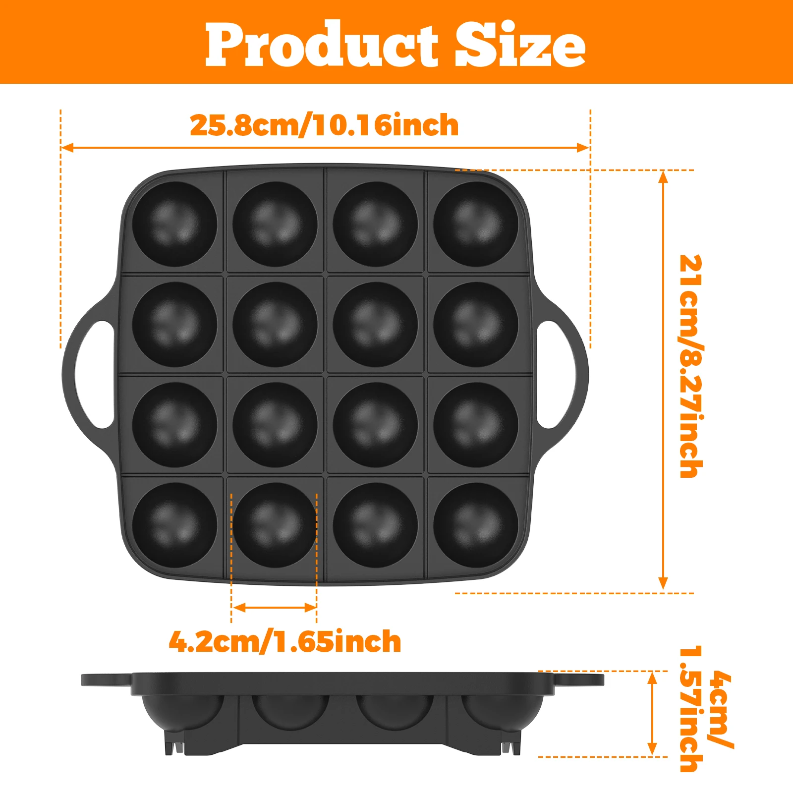16 Holes Takoyaki Pan Cast Alu - Takoyaki Pan Cast review and price
