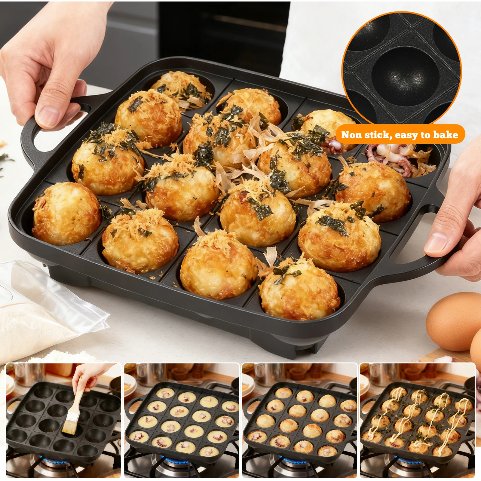 16 Holes Takoyaki Pan Cast Alu - Takoyaki Pan Cast review and price