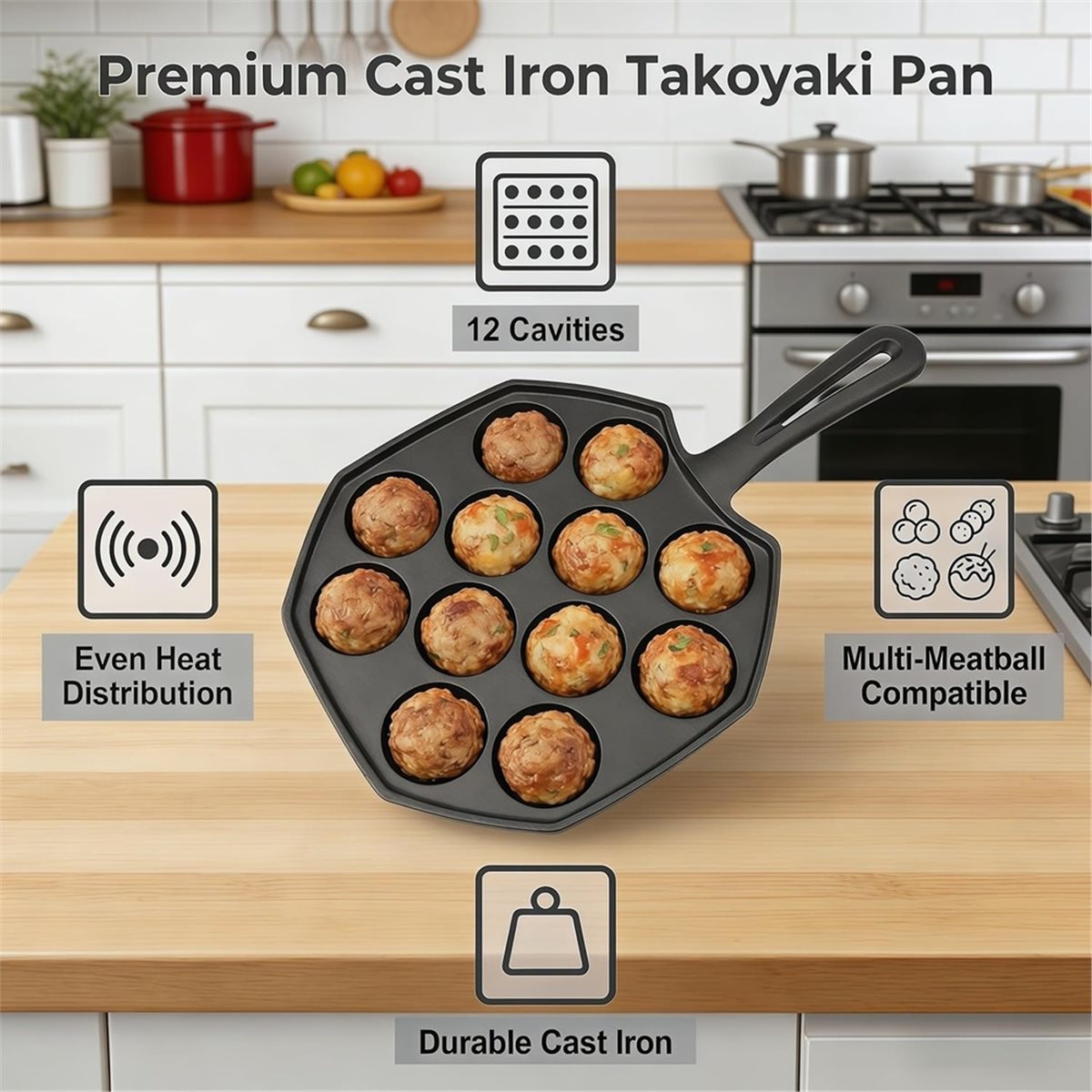 Cast Iron Takoyaki Pan 12 Hole - Takoyaki Pan Cast review and price